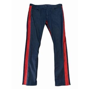 Emporio Armani Jeans Stretch Denim W36 L32 Dark Blue Mens Red Stripe